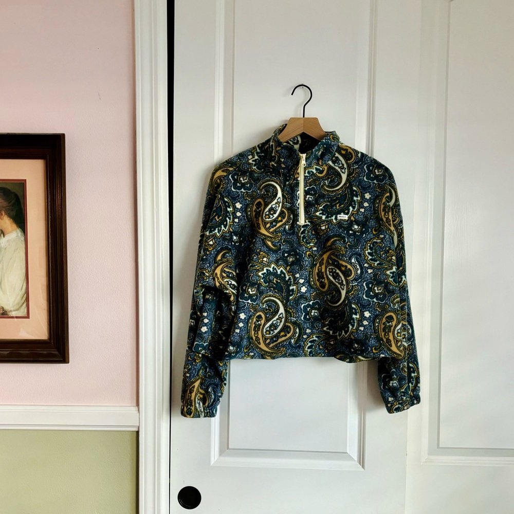 RVCA Paisley Cropped Quarter Zip Sweater